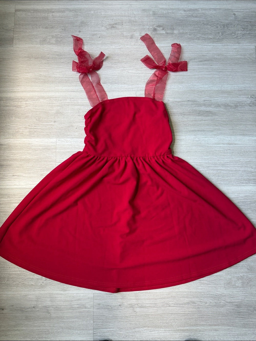 SHEIN Red Bow-Tie Strap Casual Sundress